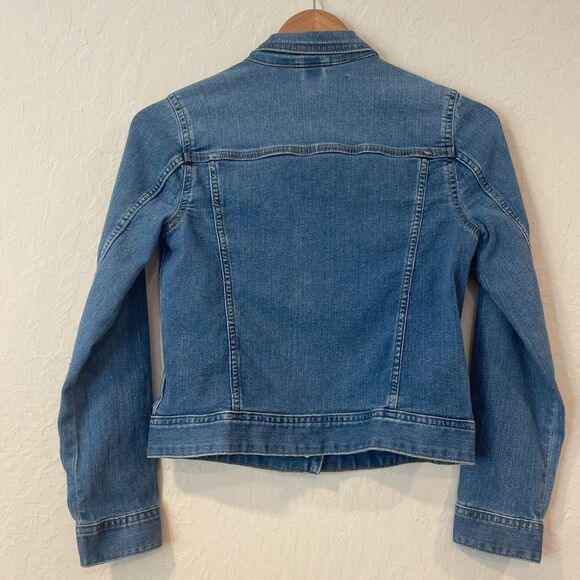 ~ Crewcuts 12 Kid's Jean Jacket Unisex Blue Buttons Girls Boys Stretch Denim - Picture 8 of 14